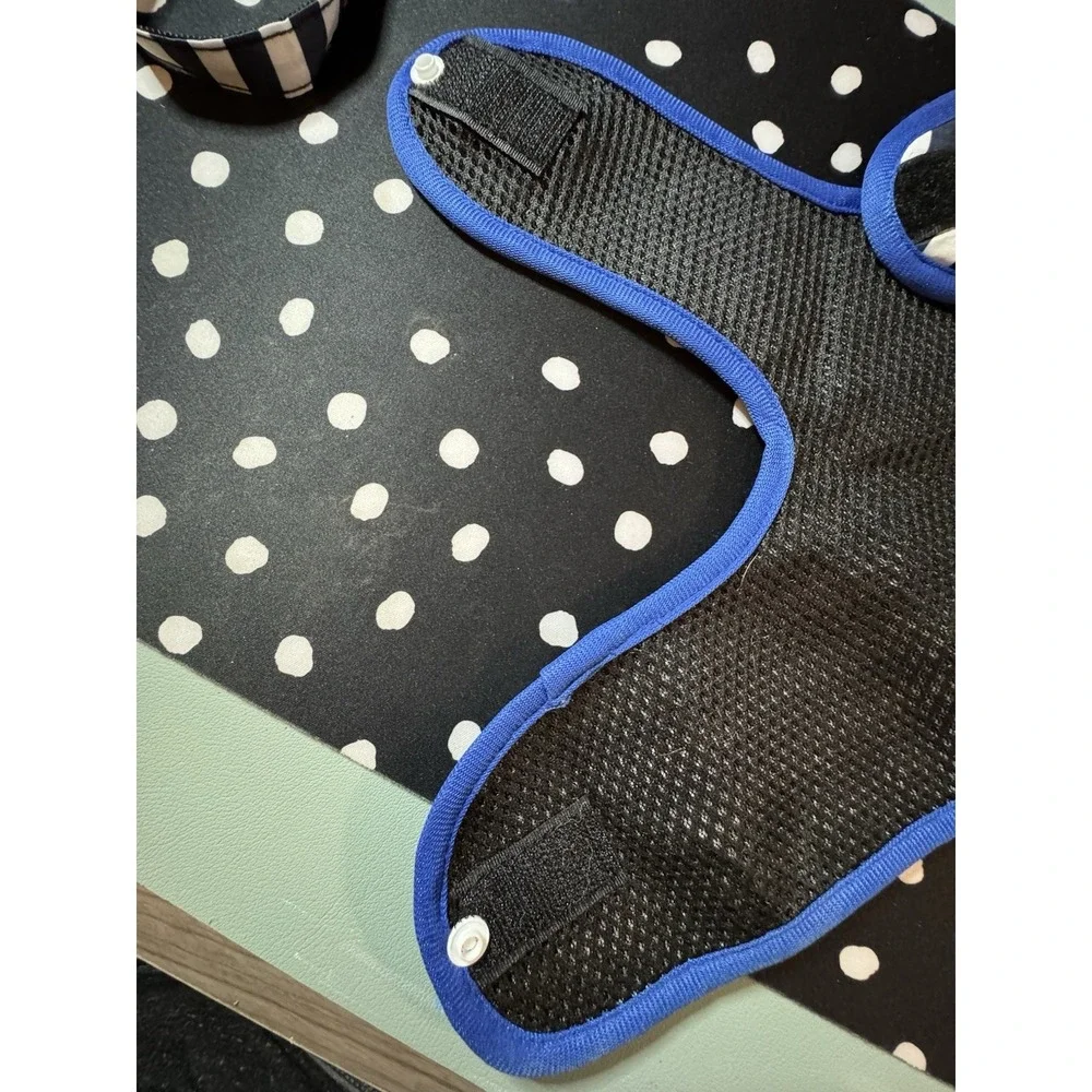 Navy Blue and White Striped Nautical SMALL Dog Outfit Leash Reflective Snaps XL